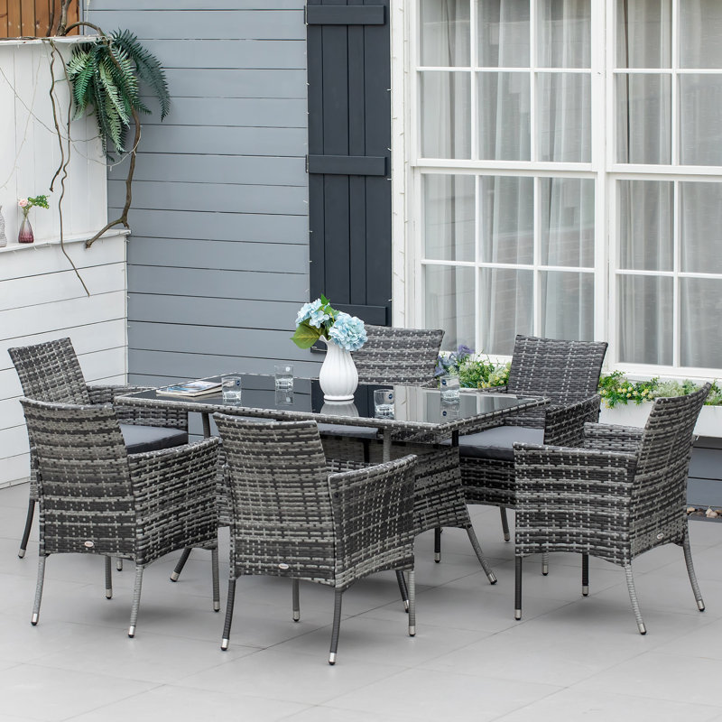 Surrender 6 - Person Patio Dining Set with Square Table , Cushions Included