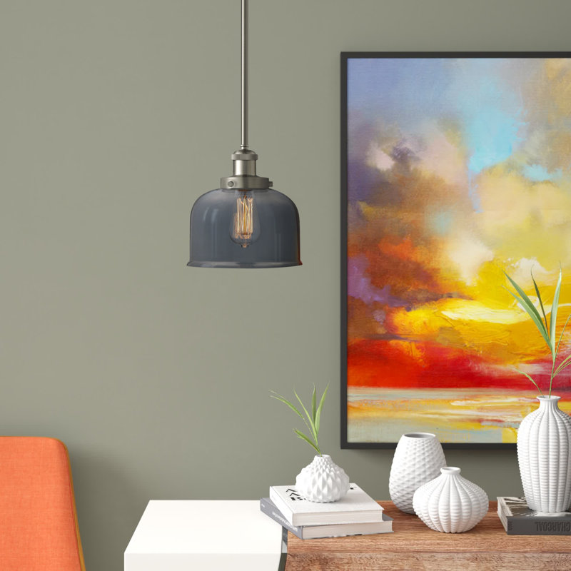 Ballston Urban Bell - 1 Light 8" Stem Hung Mini Pendant, Plated Smoke, Brushed Satin Nickel, LED