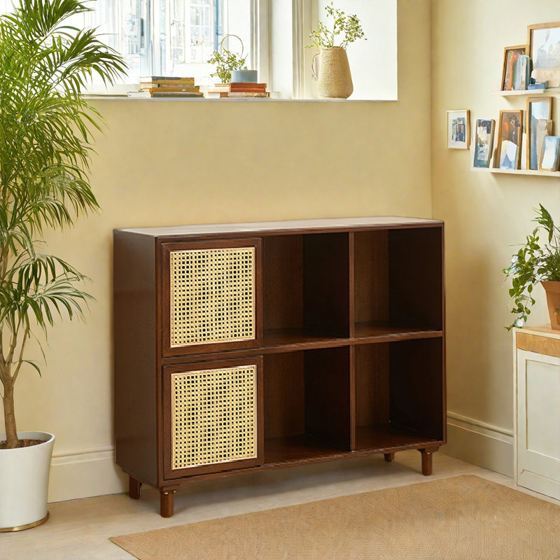 Bibliothèque pratique et élégante, (2 tablettes) H 32 po x l 39,4 po x P 12,5 po, Marron foncé