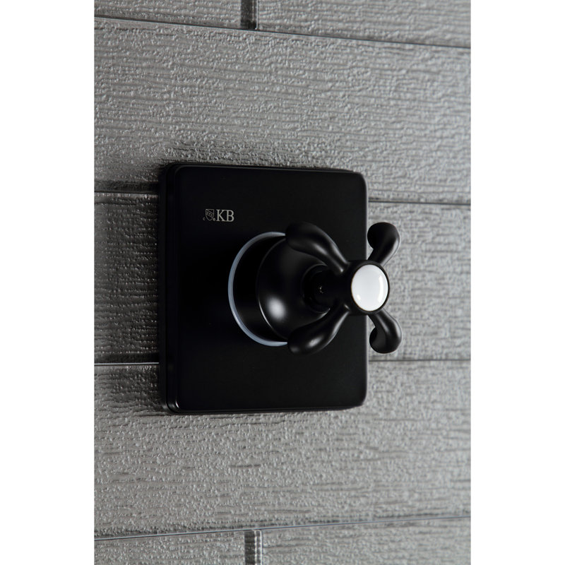 Kingston Brass Single-Handle Wall Mount Three-Way Diverter Valve with Trim Kit, Matte Black