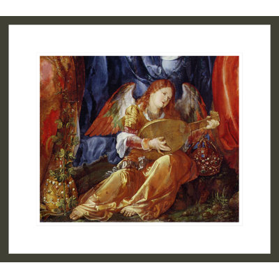 «The Festival of the Rosary», détail de l'ange musicien par Albrecht Dürer, impression giclée sur cadre