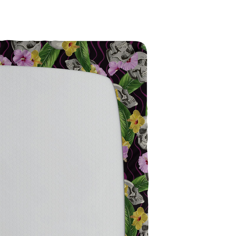 Ambesonne Nature Fitted Sheet Leaves Botanical Style Art,  Purple/Multicolor Floral, Full Fitted Sheet