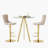 Bar Height Set, Tempered Glass Round Dining Table and Velvet Adjustable Dining Chairs.-1778818032-1778818037