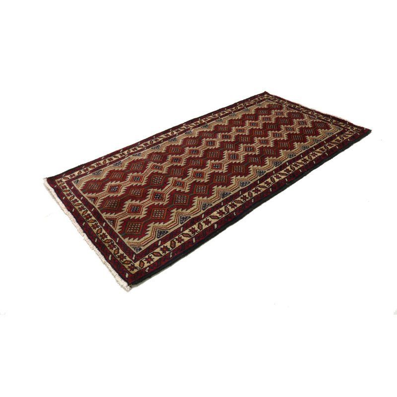 Tapis oriental en laine noué à la main beige / rouge