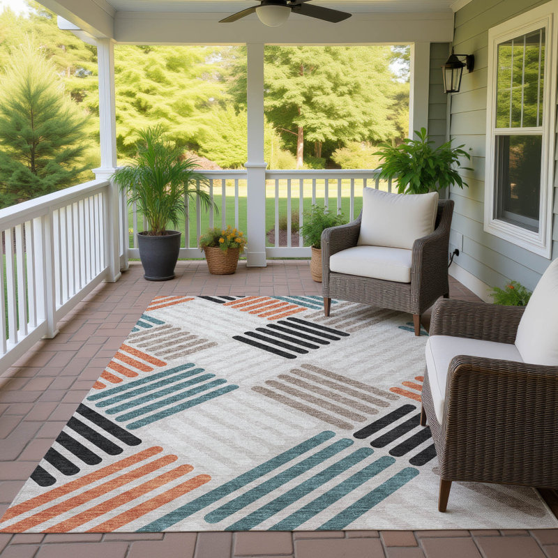 Machine Washable Indoor/Outdoor Adalaide ACN2339 Geometric Rug, Rectangle 3' x 5'