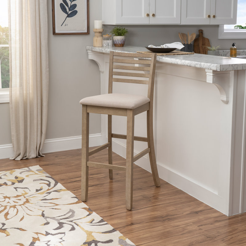 Clarke Solid Wood Counter & Bar Stool, Polyester - Graywash, Bar Stool (31" Seat Height)