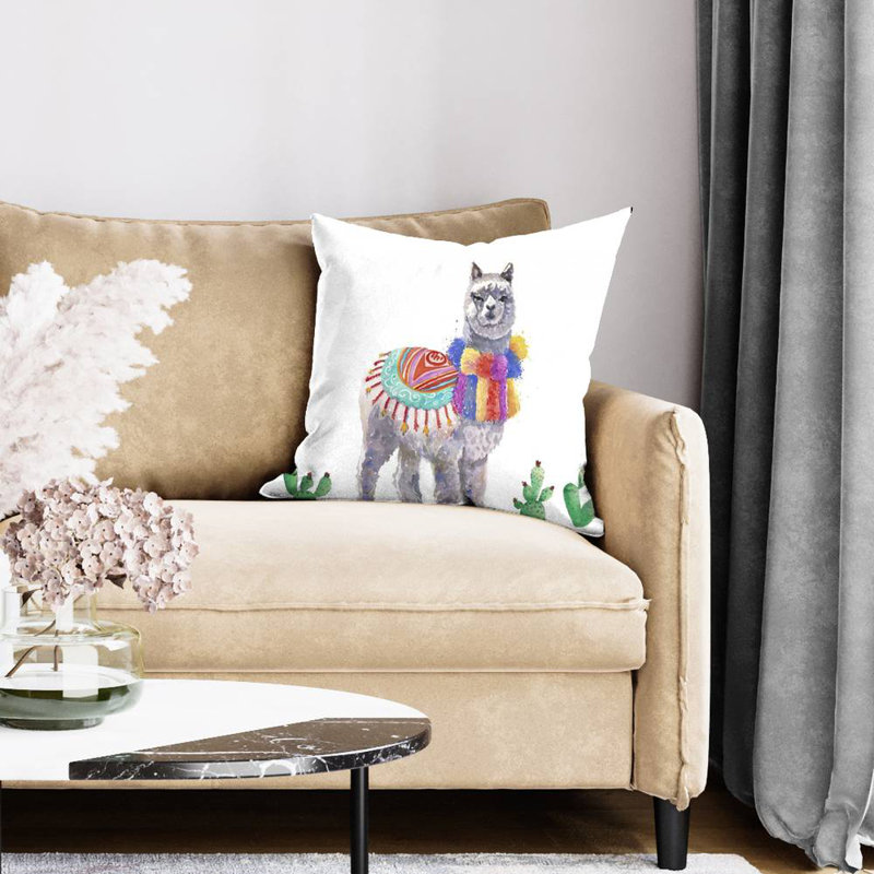 Traditional peruvian lama - 20"x20" Throw pillow - Poly twill - Print on demand, 20" H x 20" W, Polyester/Polyfill