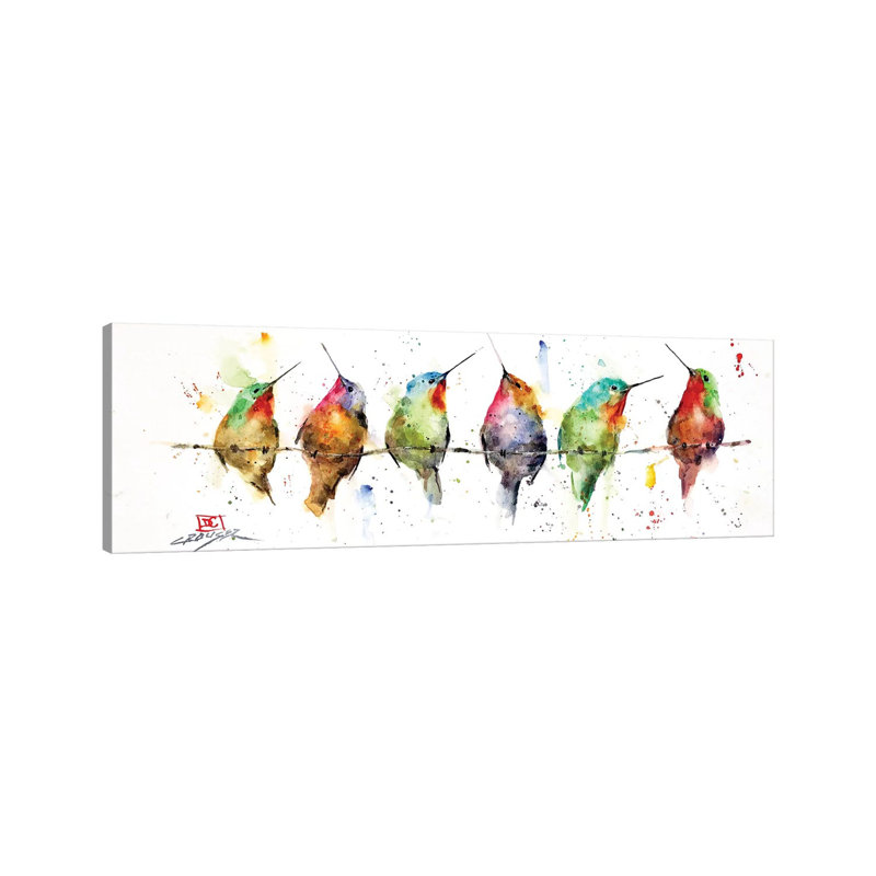 Reproduction d’art sur toile, « Hummers on a fil » par Dean Crouser, H 12 po x l 36 po x 1,5 po, Toile tendue