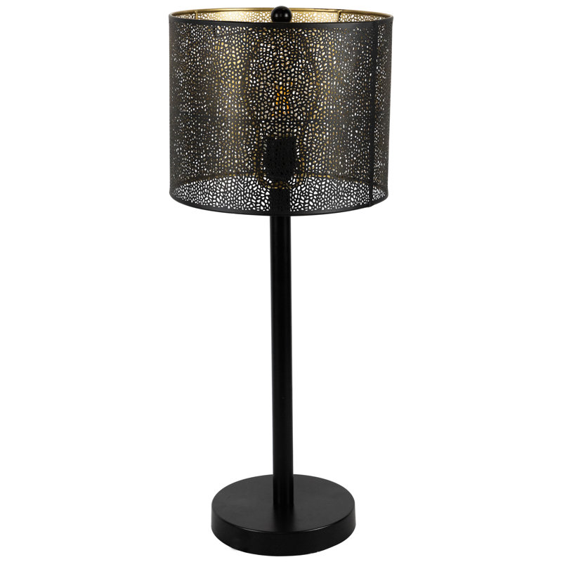Lampe de table avec abat-jour en fer découpé au laser - 24,5 po - noir
