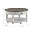 Table basse ronde avec tiroir et roulettes