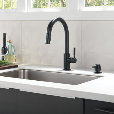 Trask Pull Down Single Handle Kitchen Faucet with MagnaTite Docking Technology and Soap Dispenser