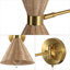Applique murale à bras pivotant à DEL en métal et en rotin 1 lumière Mid-Century Acacio 25 po avec chaînette Acacio-1441879952