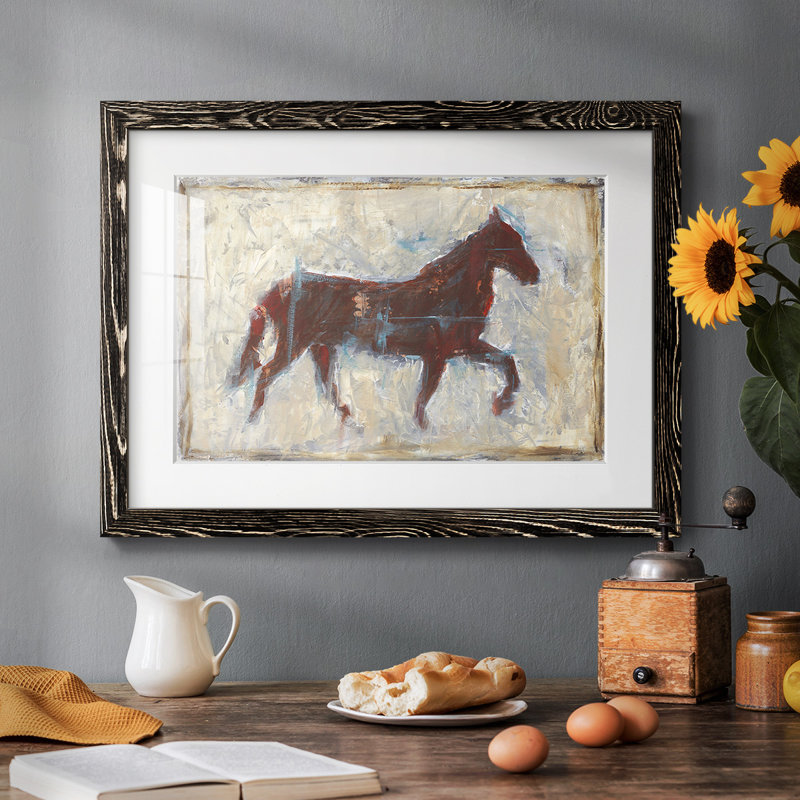 Iron Equine II - reproduction encadrée rustique avec tableau mat, H 14 po x l 20 po, Noir