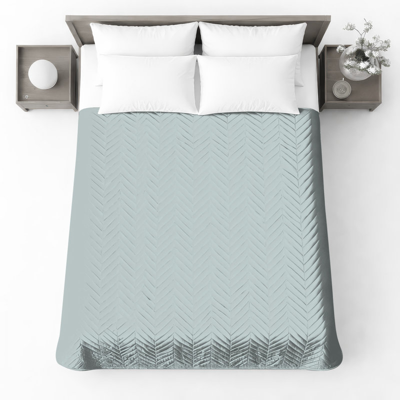 Solid Light Gray Quilted Bedspread All Sizes, Twin
