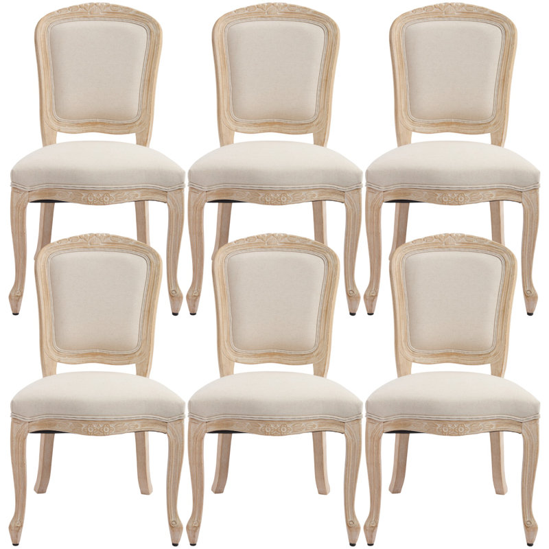 Chaises de salle à manger de style champêtre beige haut de gamme Amando, chaises rembourrées avec dossier en éventail, techniques de tréfilage et de sculpture