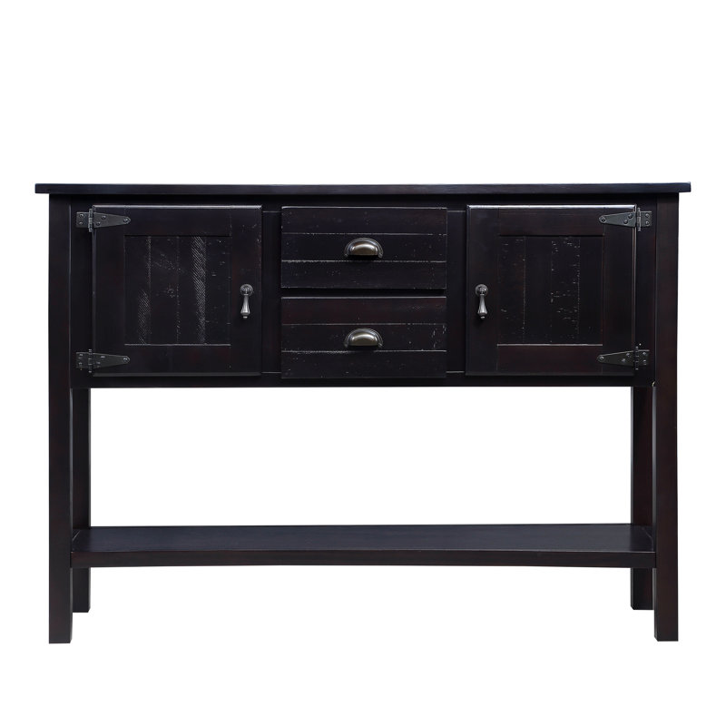 Retro Style Solid Wood Sideboard Console Table with Drawers, Cabinets and Shelf, Ideal for Multi - purpose Storage in Various Rooms