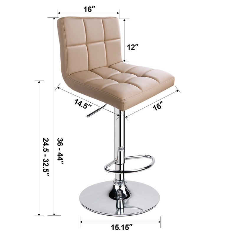 Ludmil Swivel Adjustable Height 32.5" Bar Stool, Khaki, 2