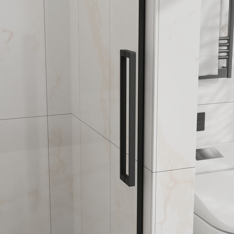 Semi - Matte Black Sliding Bathtub Shower Door, 6Mm Tempered Glass, Adjustable Width 56" 60", Waterproof Seal Strip, Smooth Operation 60" W X 58" Hsliding Door6mm Glassexplosion Proof Coatingsmooth
