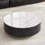 Table basse 35,43 po avec plateau relevable et tiroir, surface en faux marbre, bois massif pour les espaces de vie modernes