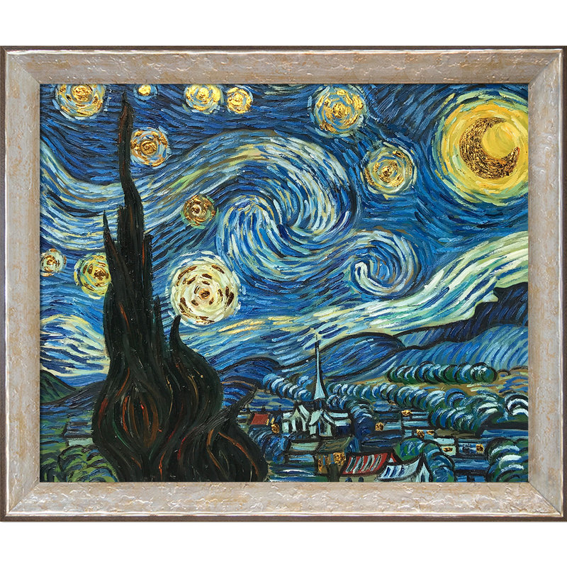 «Nuit étoilée» par Vincent Van Gogh - peinture sur toile encadrée, H 27,5 po x L 31,5 po P 2 po, Cadre impérial