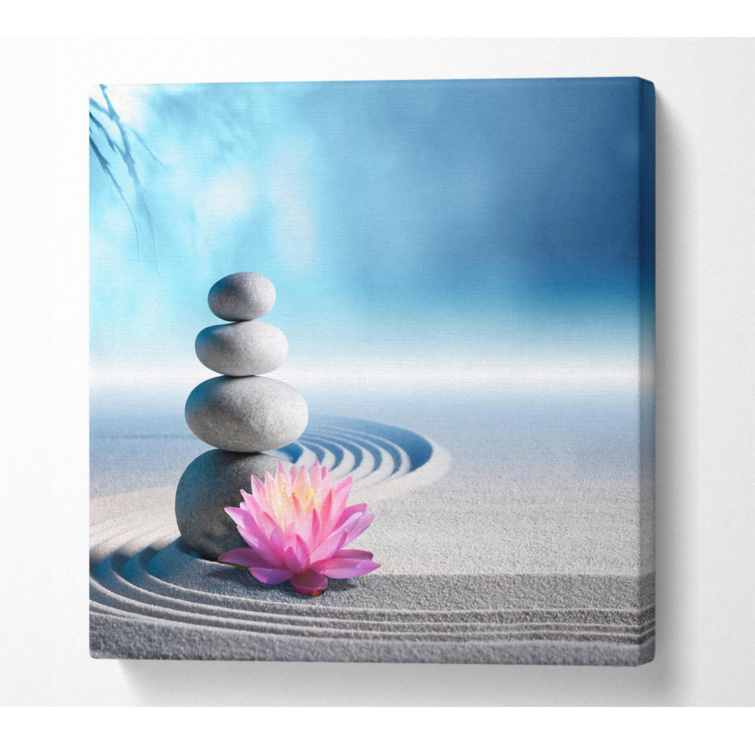 Pebbles On Zen Beach Lilly Square Leinwand drucken