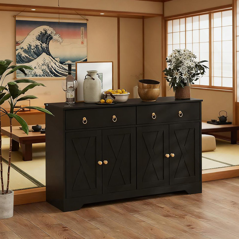 Armoire décorative, buffet de rangement de cuisine avec tiroirs, tablettes réglables