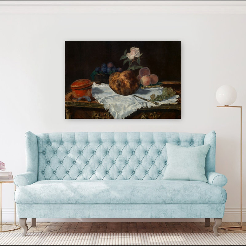 La Brioche, 1870 Impression d'art mural abstraite impressionniste contemporaine représentant une rose et des fruits