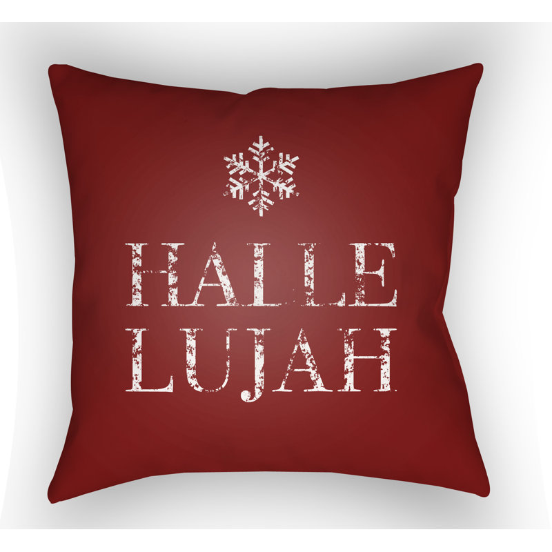 Hallelujah Indoor/Outdoor Throw Pillow, Red, 18" H x 18" W x 4" D