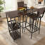 Ensemble de table de bar 3 pièces avec tabourets de bar et tablettes de rangement latérales