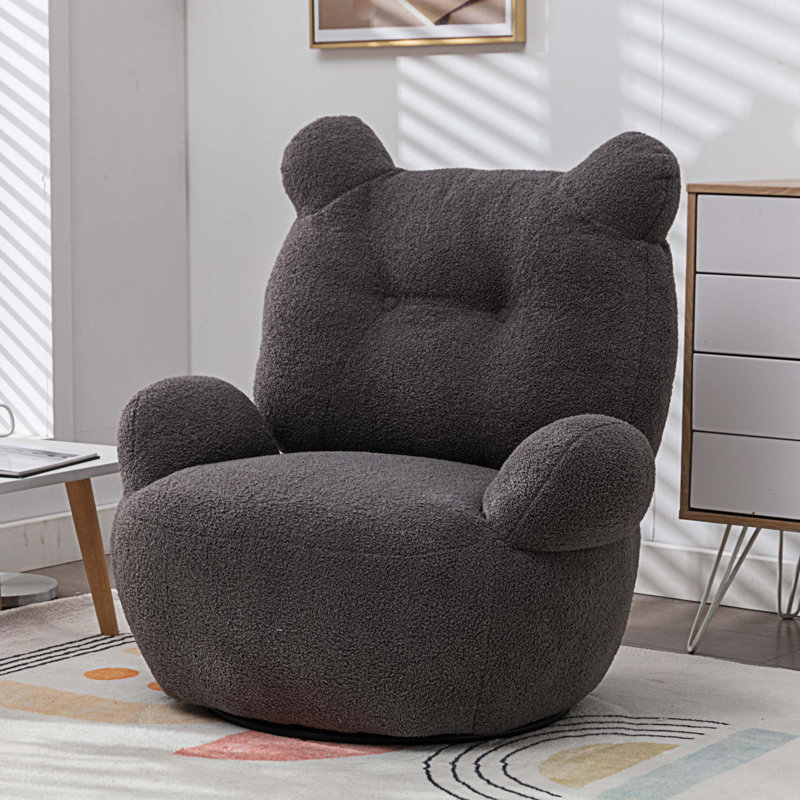 Fauteuil demi-tonneau pivotant l 32,3 po Danyar, Gris pelucheux