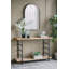 Console à deux niveaux en bois et fer, 122 x 41 x 81 cm, avec structure noire et tablette de rangement