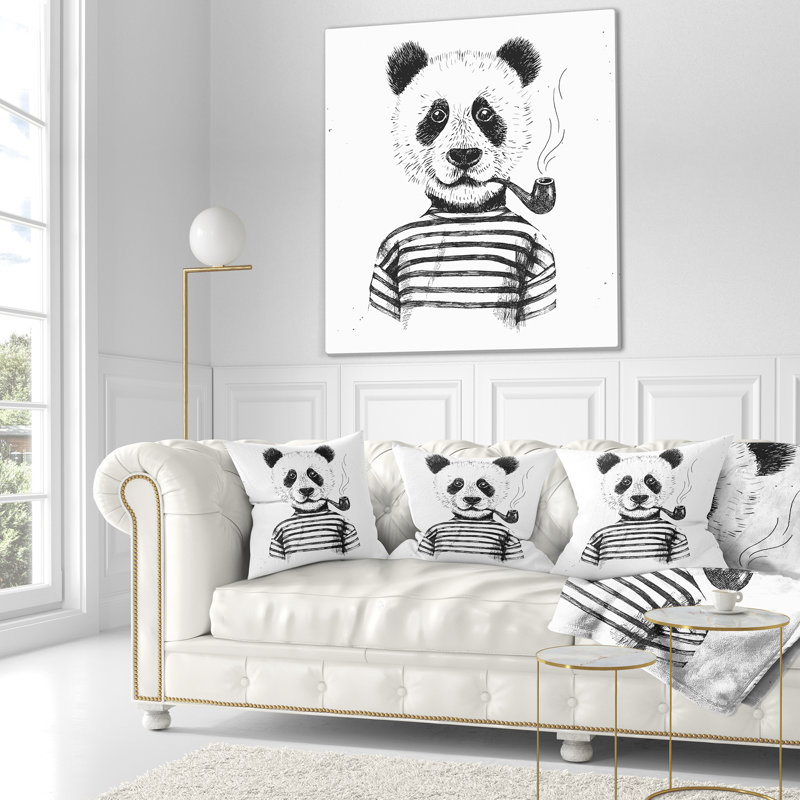 Hipster Pandas noir et blanc - coussin à imprimé animal, 16 po x 1 po, Coussin décoratif