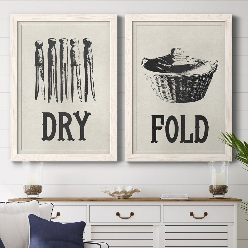 " Laundry II " 2 - Pieces, 37.5" H x 55" W x 1.5" D, White Framed Canvas