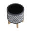 Pot à fleurs aztèque en céramique sur support en bois de 8 po, gris-922708190