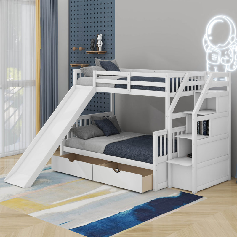 Jeniffer Twin Over Twin Standard Bunk Bed with Slide
