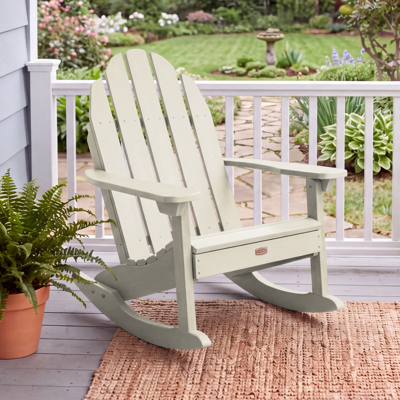 Chaise berçante en plastique Natoli, Blanc délavé
