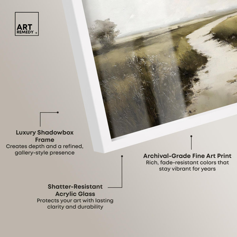 «Grassline Reflections Shadowbox Print» par Art Remedy, Blanc, H 31 po x l 37 po
