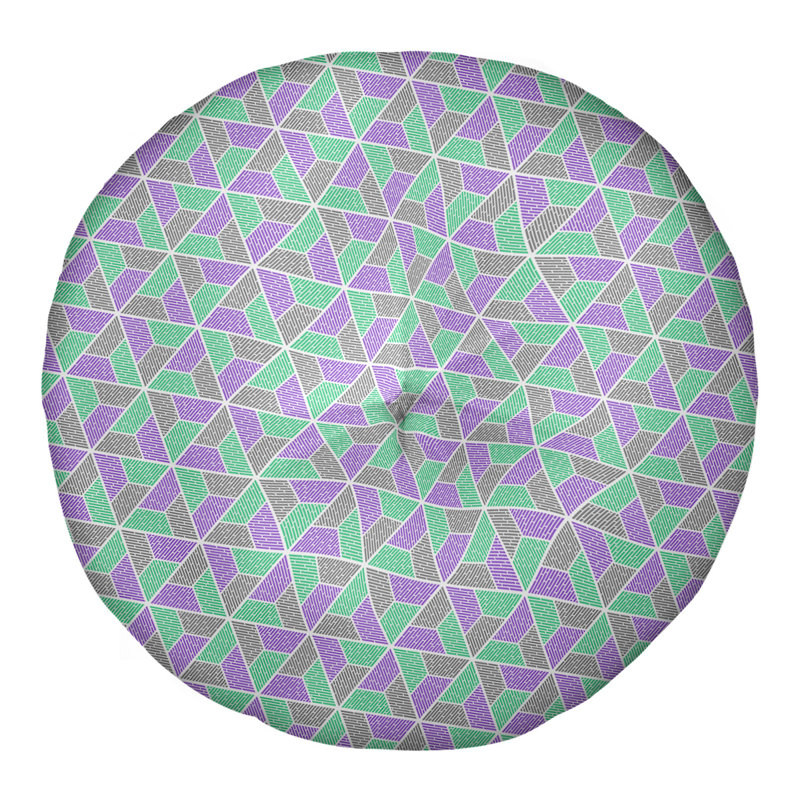 Oreiller de sol Katelyn Elizabeth Trapezoids, 26 po x 26 po, Vert / Mauve / Gris