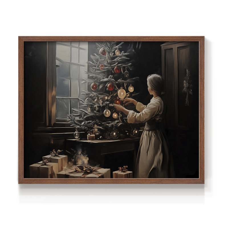 Art de Noël - CMIX - Reproduction encadrée - Restickable, Noyer, H 16 po x l 20 po