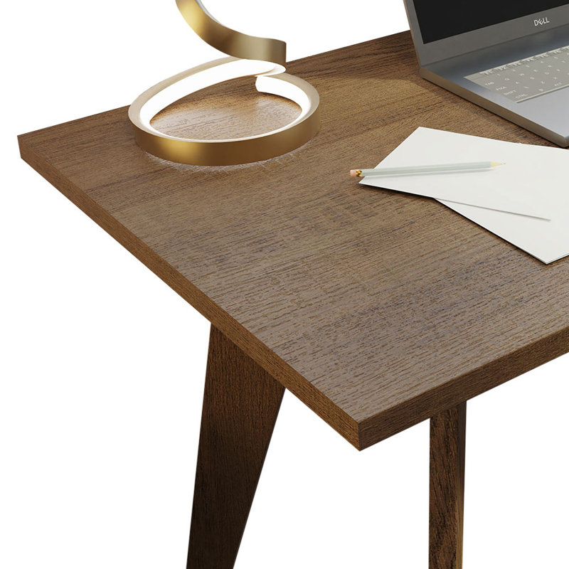 Bureau d'ordinateur moderne Latitude Run® L 47 po, table d'ordinateur, bois, poste de travail de bureau - brun