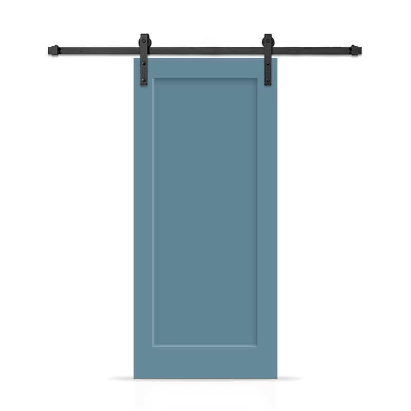 Porte de grange coulissante moderne en composite 1 panneau avec ensemble de quincaillerie, Bleu dignité, 38 po x 84 po