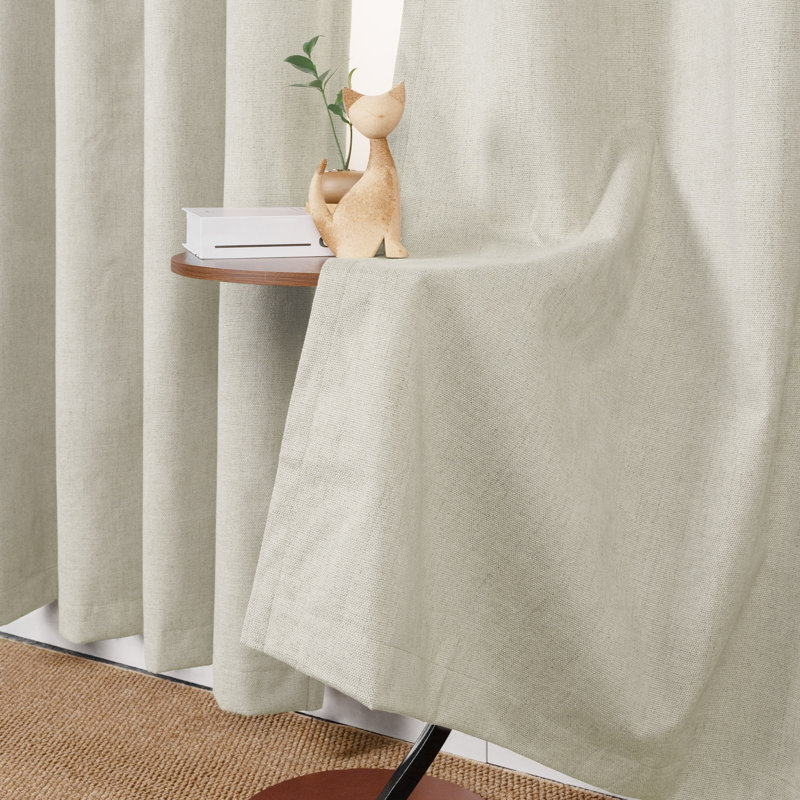 Extra Soft Chenille Grommet 100% Blackout Curtain Pair, Cream, 52" W x 84" L