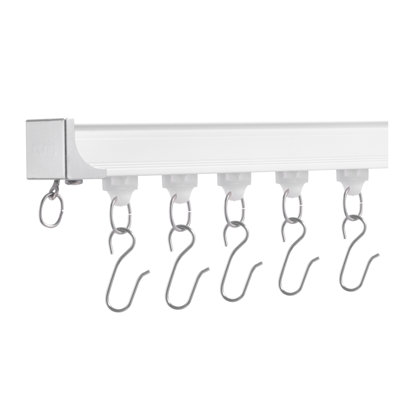 Aluminum Alloy Ceiling Curtain Track System, 5.9 Ft Sliding Room Divider Rail with Hooks and Hardware, Wall or Ceiling Mount, Silver