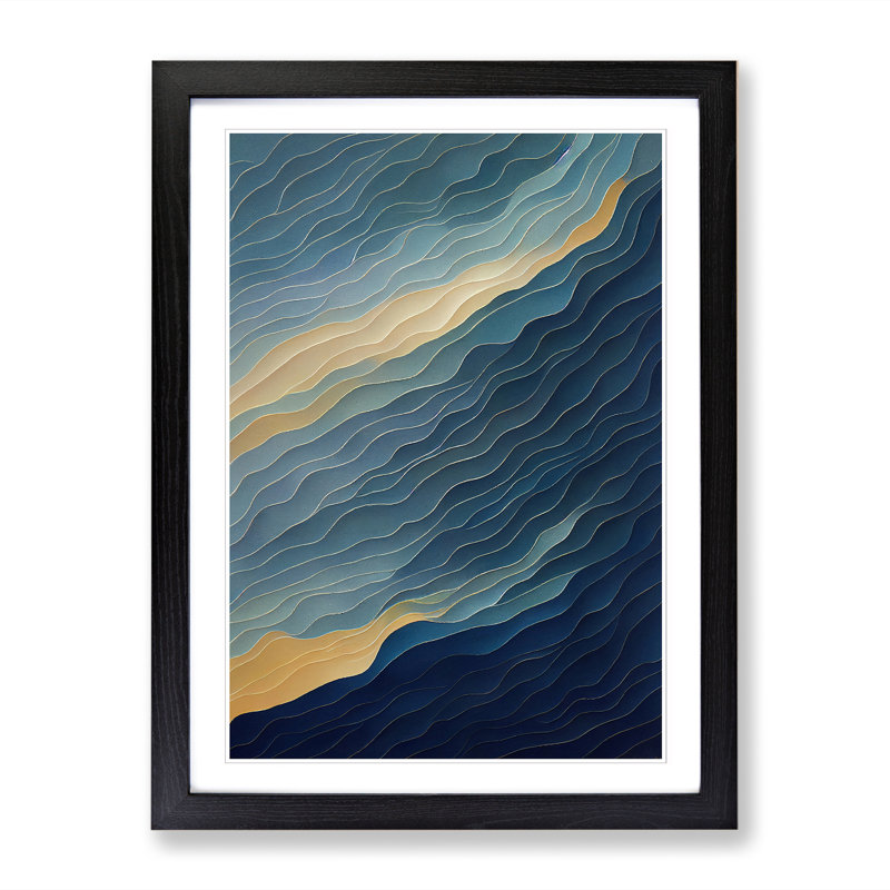 Caskey Ocean Abstract Vol.1 - Single Picture Frame Print, 64cm H x 46cm W x 2cm D, Walnut
