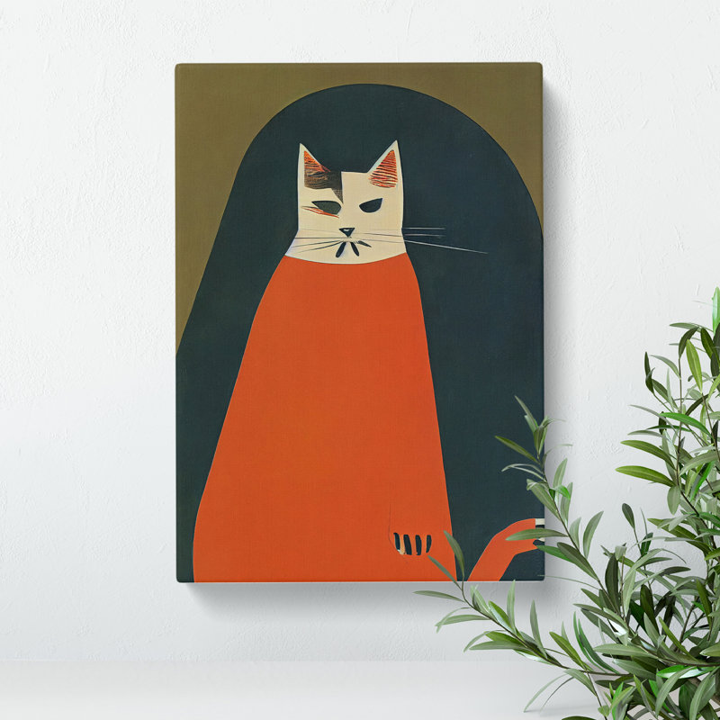 XV1022-1152X Boho Cat - Print, Wrapped Canvas, 50cm H x 35cm W x 3cm D, No Matte