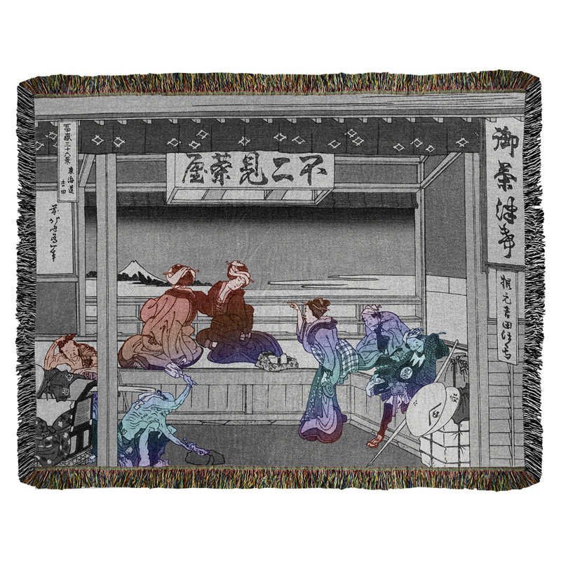 Jeté en coton Katsushika Hokusai Yoshida au Tokaido, Dégradé rouge
