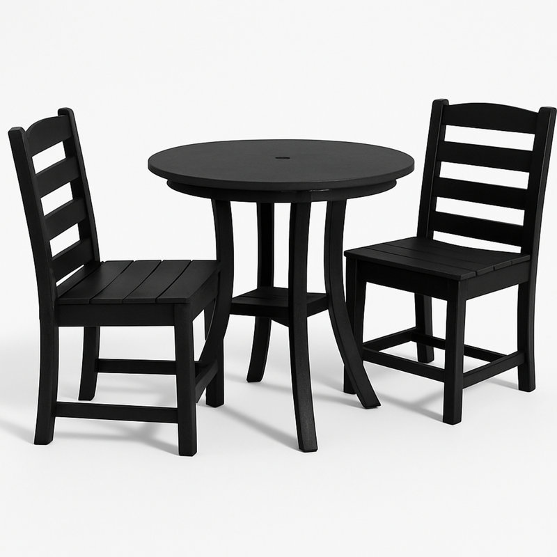 3-Piece Outdoor Dining Set, Black