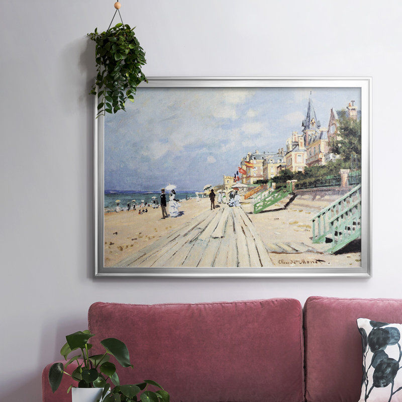 «Beach At Trouville» par Monet, reproduction d'art sur toile, Argent, H 26 po x l 38 po x P 1,5 po