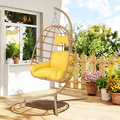 Fauteuil à œufs en acier et rotin Comfort