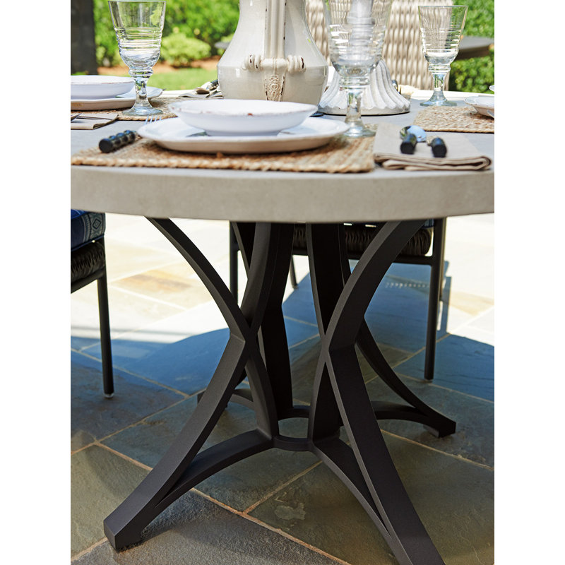 Cypress Point 48" Round Gray Aluminum Dining Table